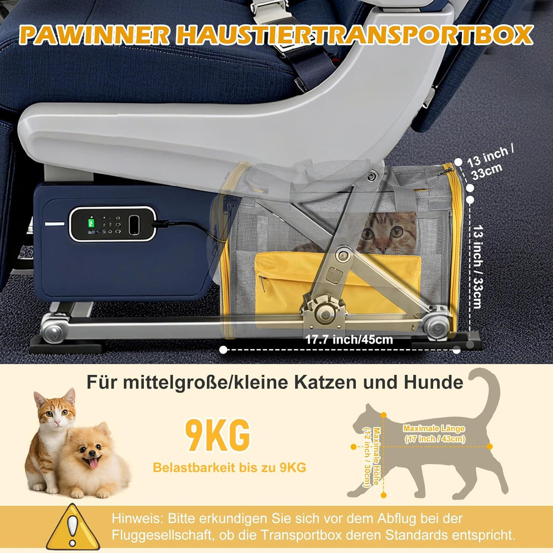 Pawinner Transportbox für Hunde Katze, 45x33x33 cm Katzentransporttasche für Reise & Auto, Faltbar H
