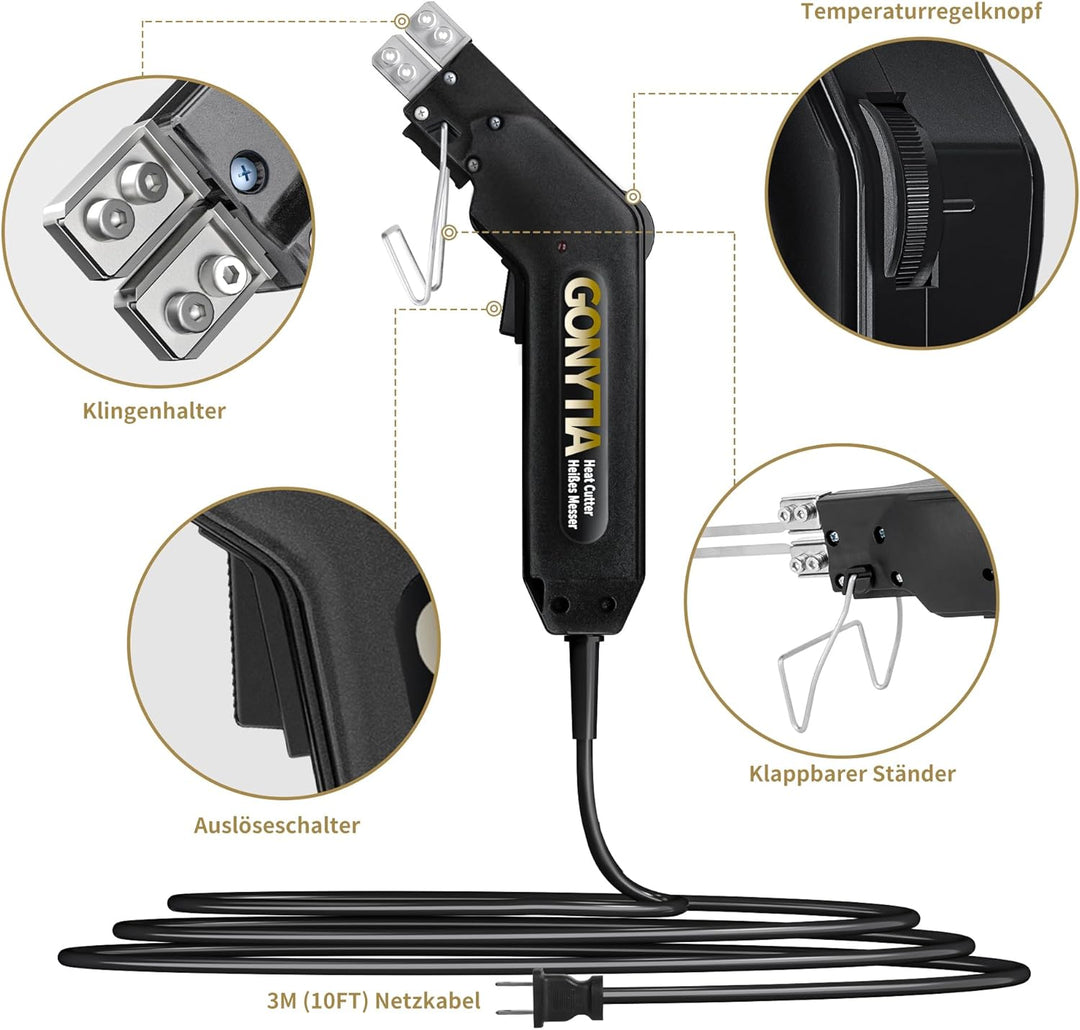 GONYTIA Styroporschneider Styrocutter mit geraden Klingen 150mm x3 Styroporschneider - Handschneider