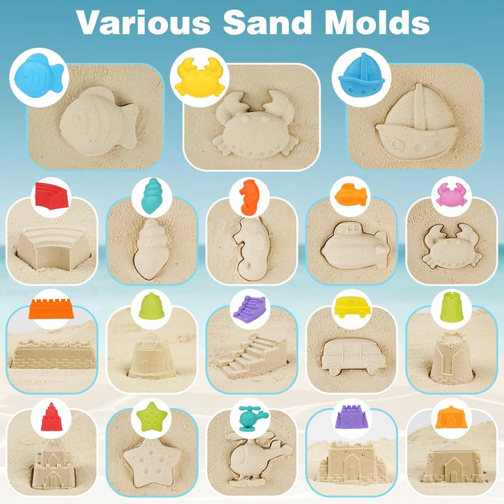 YIMORE Sandspielzeug Strandspielzeug Junge mit Faltbarer Eimer Kinder Bagger Sandkasten Spielzeug, 2