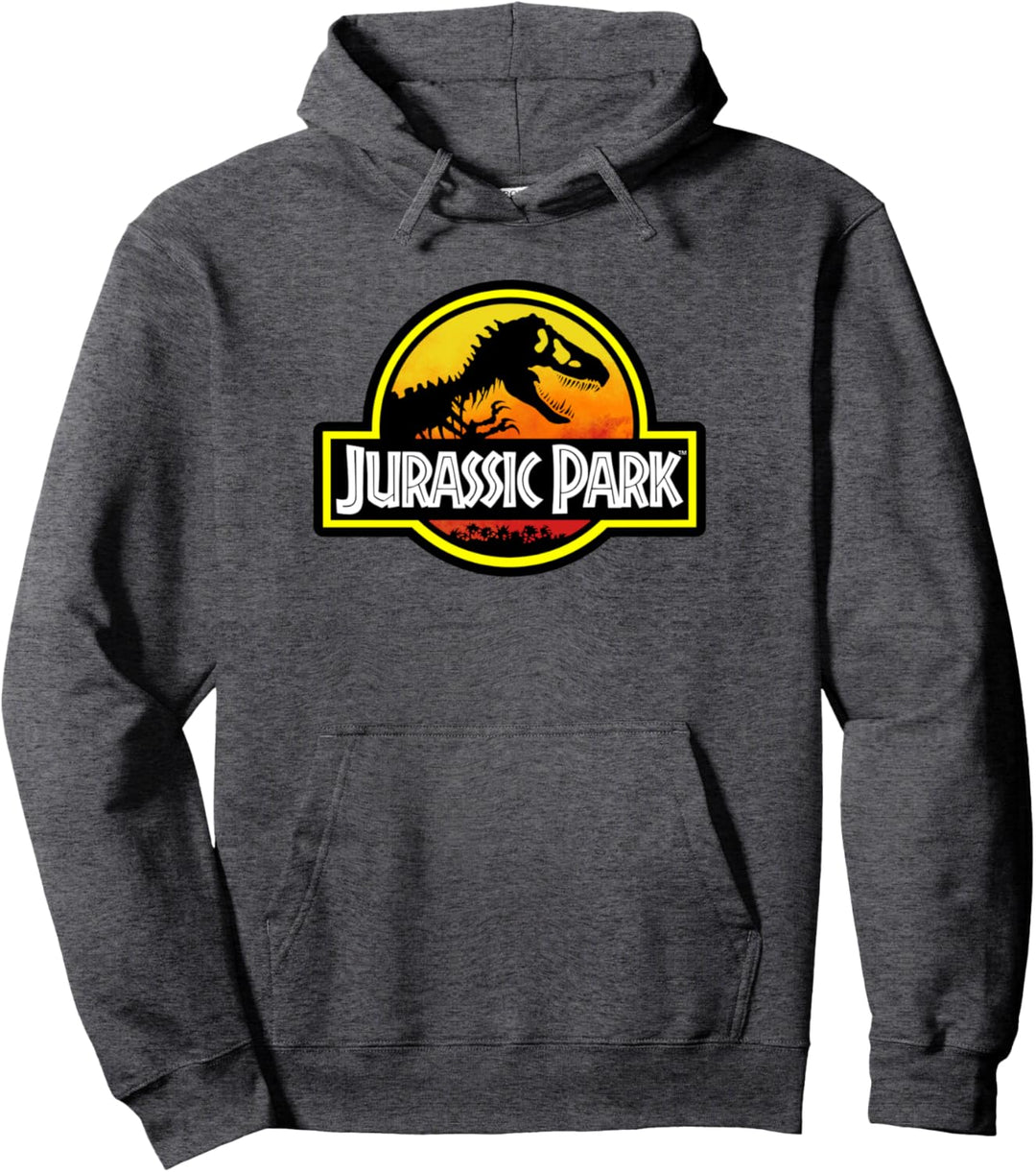 Jurassic Park Sunset Circle Logo Outlined Pullover Hoodie