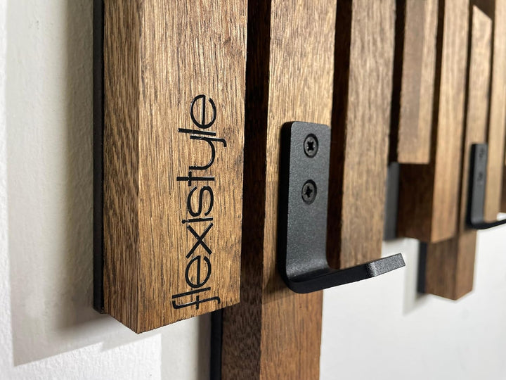 FLEXISTYLE Kleiderhaken Wand Wandgarderobe Flurgarderobe Garderobe Flur Holz Eiche design Lamellen p