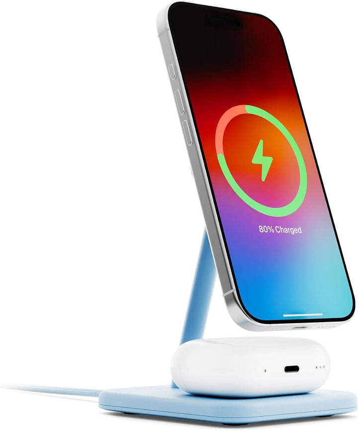 Twelve South HiRise 2 Deluxe 2-in-1 Kabellose Ladestation für Apple Geräte Qi2 MagSafe Ladegerät, Sc