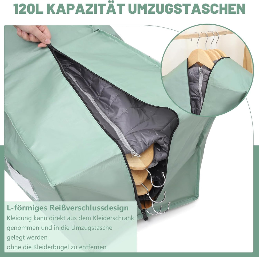 Dntorx 8 Stück 120L Aufbewahrungstasche, Heavy-Duty Umzugstaschen Wasserdicht Umzugskartons Grosse m