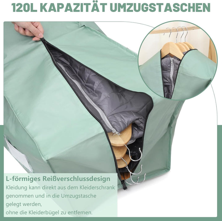 Dntorx 8 Stück 120L Aufbewahrungstasche, Heavy-Duty Umzugstaschen Wasserdicht Umzugskartons Grosse m