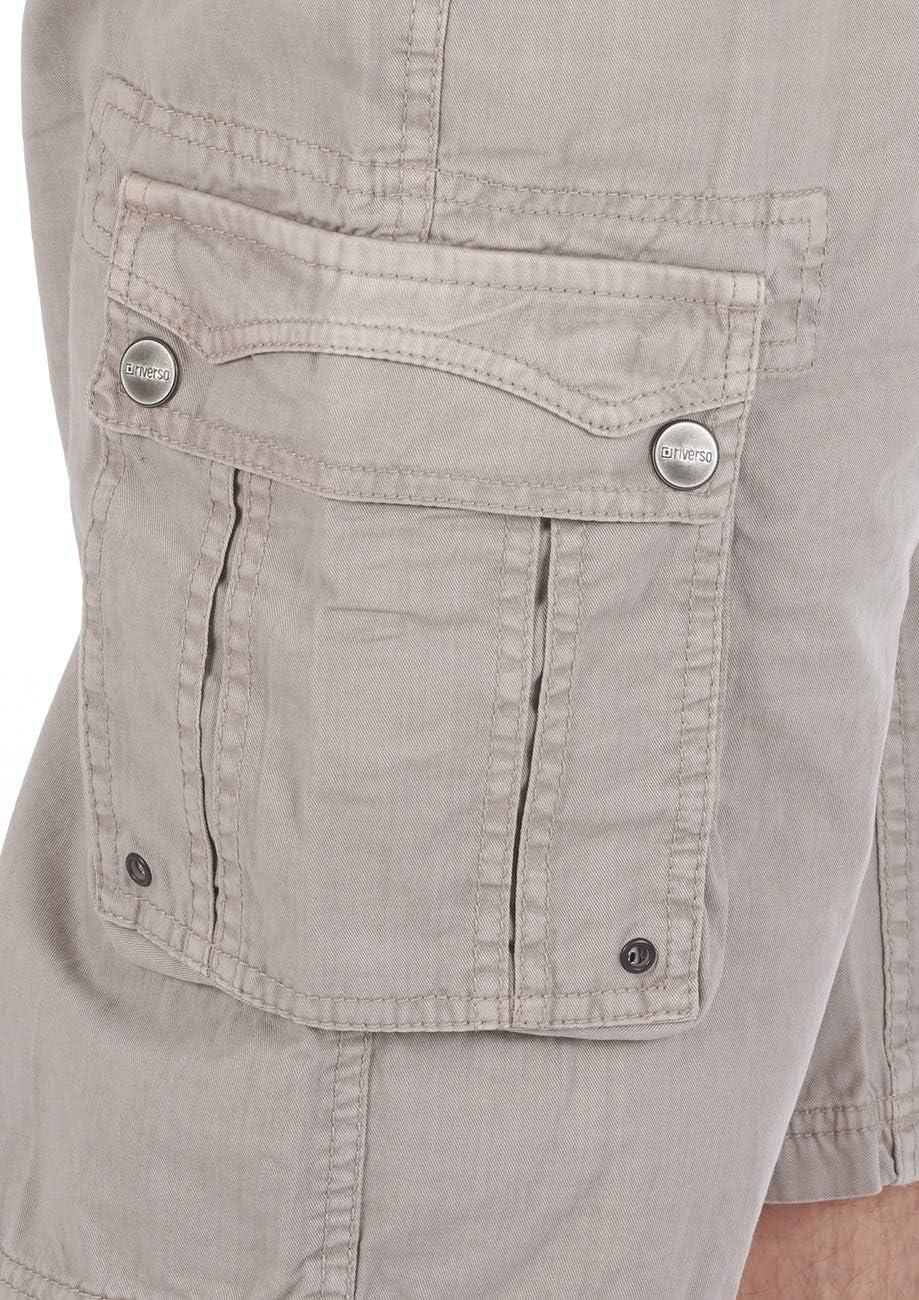 riverso Kurze Hosen Herren Cargo Shorts mit Gürtel Regular Fit RIVAnton Cargoshorts Sommer 100% Baum