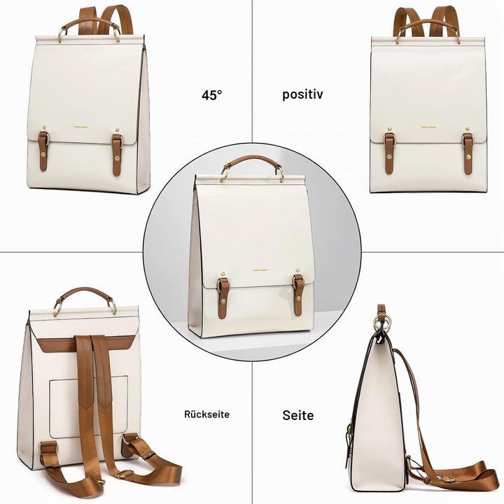 Cnolés Business Rucksack Damen Leder Eleganter Daypack Wasserdicht Damen Rucksackhandtaschen Rücksac