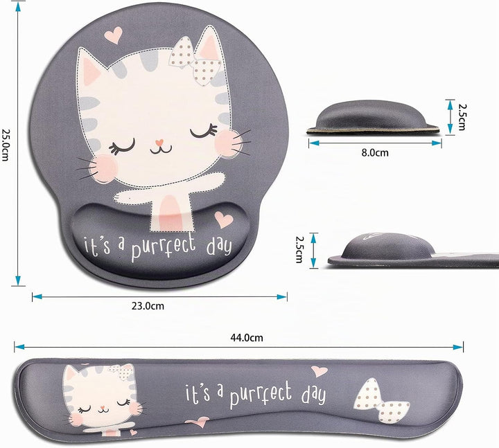 AOKSUNOVA Ergonomisches Mauspad Handgelenkauflage Set für Tastatur Katze Tastatur Handgelenkstütze B