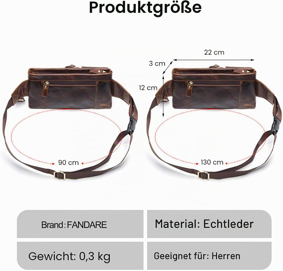 FANDARE Retro Bauchtasche Brusttasche Gürteltasche Hüfttasche Sport Leder Sling Bag Umhängetaschen H