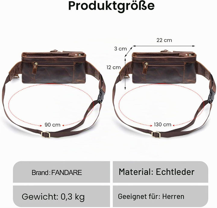 FANDARE Retro Bauchtasche Brusttasche Gürteltasche Hüfttasche Sport Leder Sling Bag Umhängetaschen H