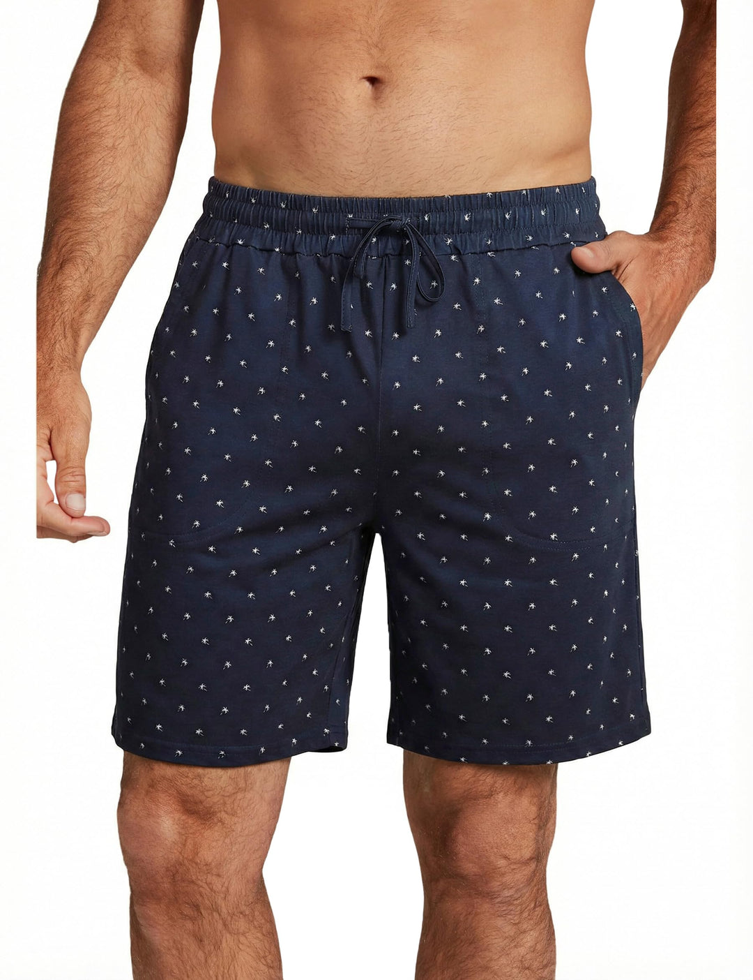 Demegimi Herren Schlafanzughose Kurz Schlafhose Sommer Pyjamahose Baumwolle Schlafshorts Shorty Frei