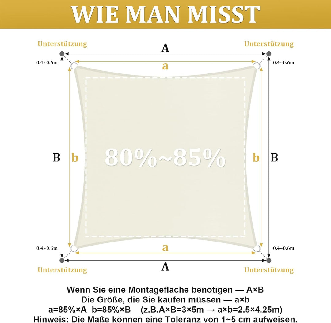 Shade&Beyond Sonnensegel Wasserdicht Rechteckig 2 x 3 m Wetterschutz Sonnenschutz Sunsegel PES-Polye