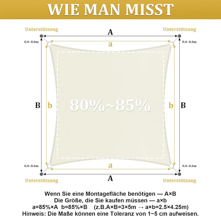 Shade&Beyond Sonnensegel Wasserdicht Rechteckig 2 x 3 m Wetterschutz Sonnenschutz Sunsegel PES-Polye