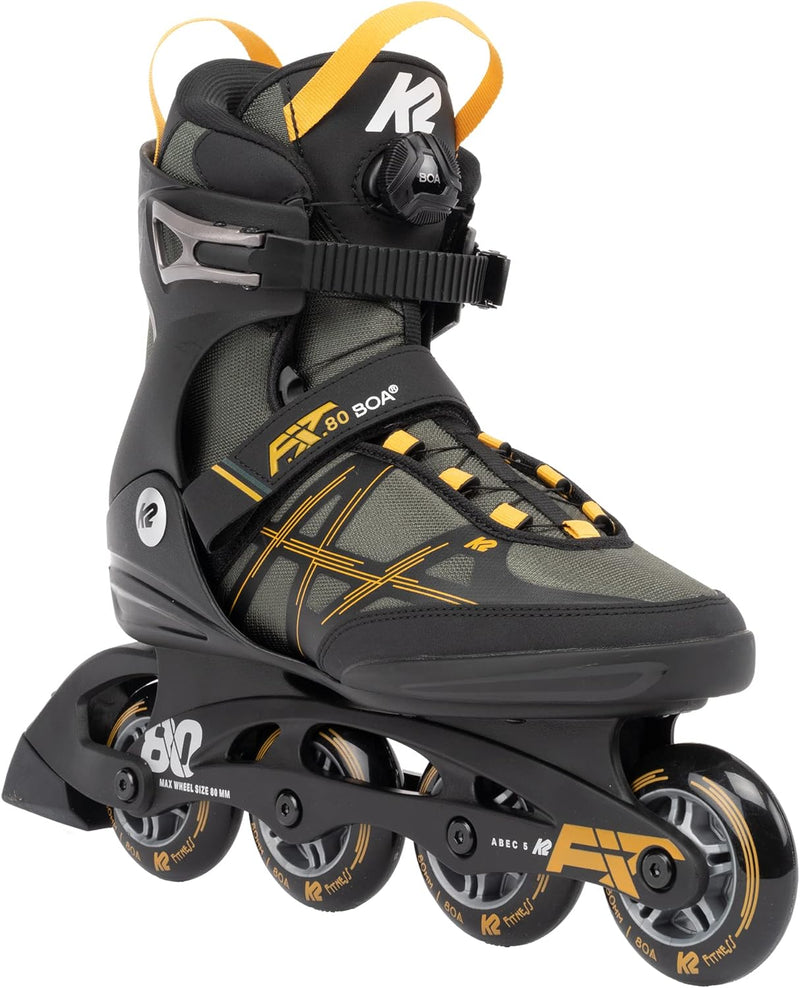 K2 Skate Herren F.i.t. 80 Boa Inline Skates EU: 43.5 (UK: 9 / US: 10) grey - mustard, EU: 43.5 (UK: