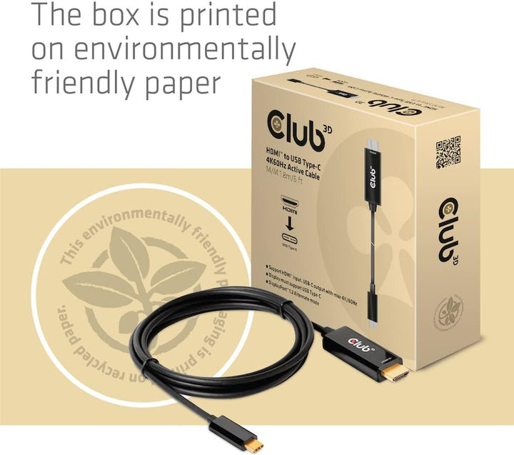 Club3D HDMI™ auf USB-Typ-C 4K60Hz aktives Kabel St./St. 1,8m CAC-1334, CAC-1334