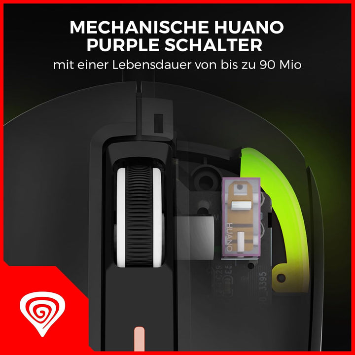 Genesis Krypton 660 Gaming Maus mit Kabel Schwarz, leichte Gaming Maus 49g, 12000 DPI USB PC Maus, P