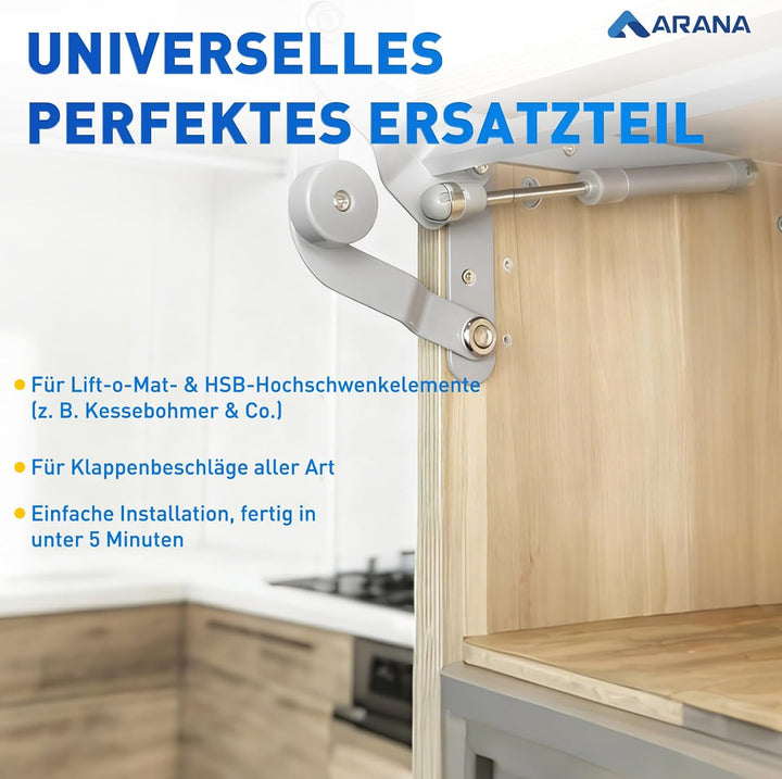 ARANA 195mm 200N Gasdruckdämpfer Ersatzteil für KESSEBÖHMER Lift-o-Mat Gasfeder Gasdruckfeder Hydrau