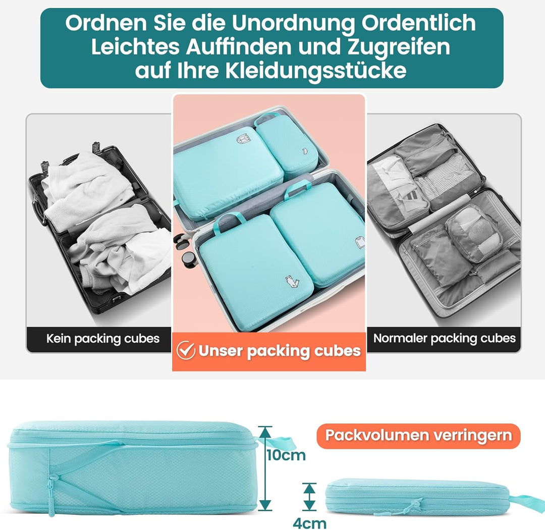 Packing Cubes Compression 8 Stück Koffer Organizer,Wasserdicht PackwüRfel Packtaschen Kompression, T