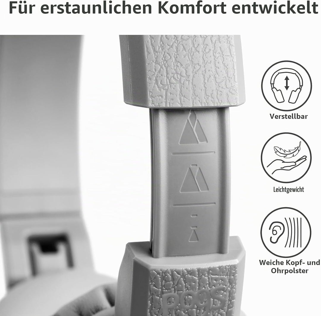 POGS-Kinderkopfhörer mit Kabel | The Elephant 2 | Faltbarer robuster Kinderkopfhörer ab 3 Jahren | L
