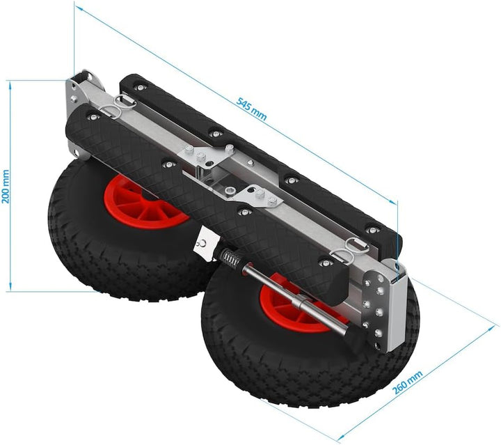 SUPROD Kanuwagen mit LUFTREIFEN, Transportwagen, SUP, KW260-LU, Alu Kw260-lu (Schwarz/Rot), Kw260-lu