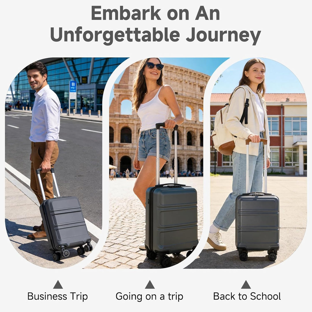 KONO Koffer Klein 16 Zoll Leicht ABS+PC Hartschalenkoffer mit Zahlenschloss Reisekoffer mit 4 Rollen