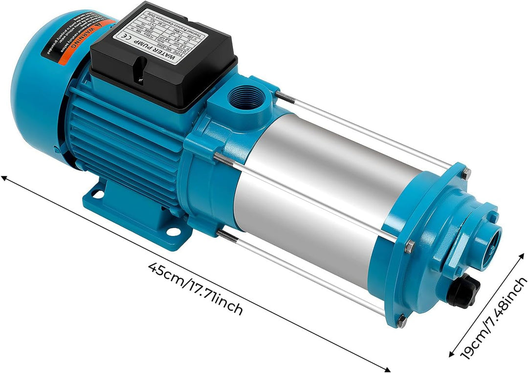 Gartenpumpe Kreiselpumpe 2200W 5-stufige Zentrifugalpumpe 4000L/ h; Max. Förderhöhe: 100 m; Max. Dru