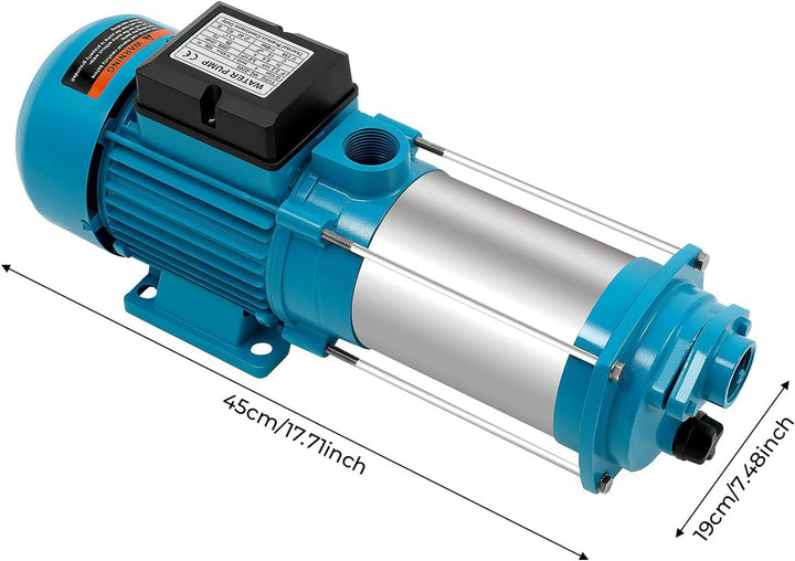 Gartenpumpe Kreiselpumpe 2200W 5-stufige Zentrifugalpumpe 4000L/ h; Max. Förderhöhe: 100 m; Max. Dru