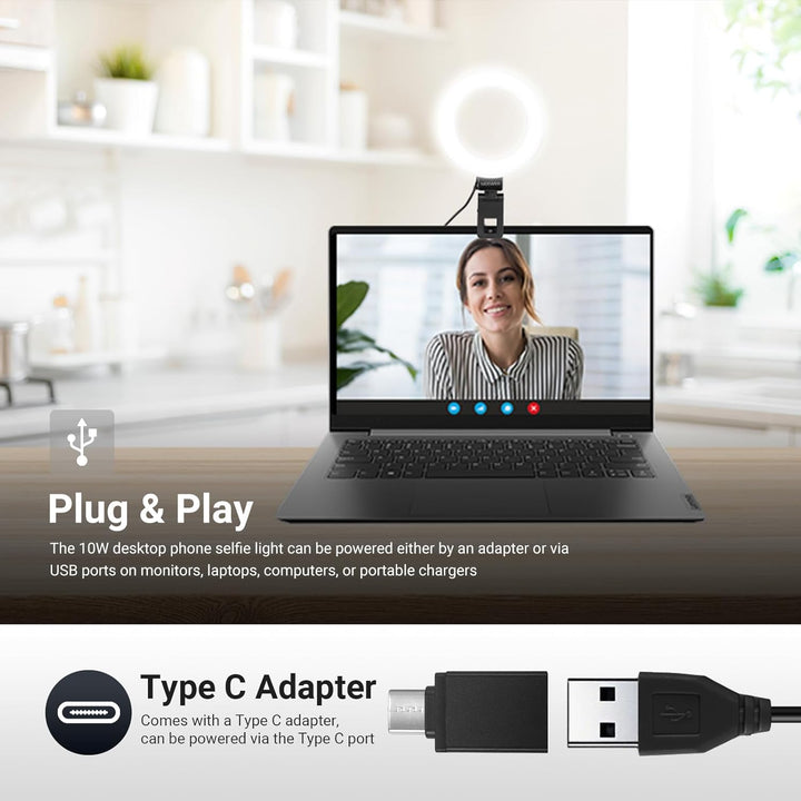 NEEWER Basics 5" LED Tisch Ringlicht mit Ständer, Monitorhalterung, 10W kompatibel mit iPhone, Compu