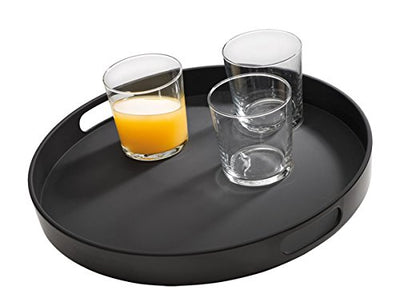 APS Tablett „Bistro“, Serviertablett, schwarzes Melamin Tablett, rutschfest, mit 2 Griffmulden und S