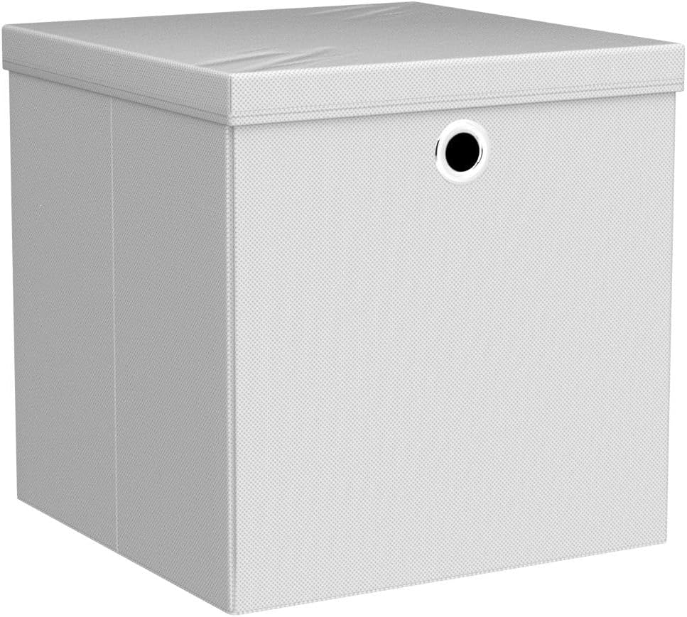 StickandShine 4er Set Weiss Faltbox 28 x 28 x 28 cm Aufbewahrungsbox faltbar mit Deckel, Weiss