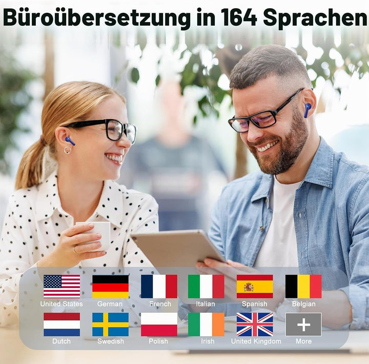 KI Kopfhörer Übersetzer, 42Std Bluetooth 5.4 Sprachübersetzer Kopfhörer mit 164 Sprachen, 7 Übersetz