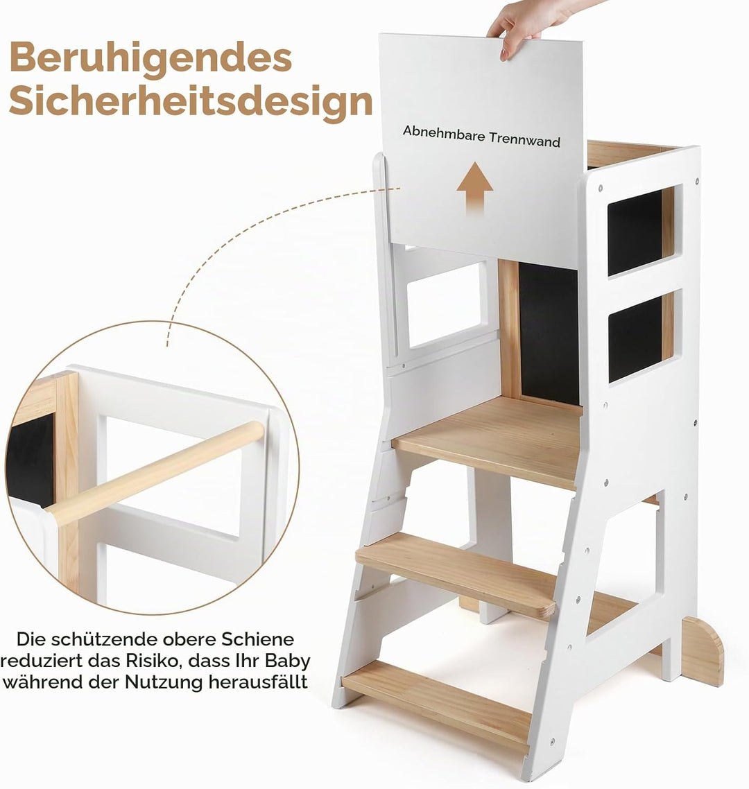 KIDINIX Kinder Lernturm ab 1 Jahr, Learning Tower mit magnetischem Whiteboard und Abnehmbarer Kreide