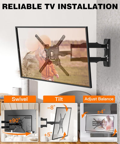 GINKGO TV Wandhalterung Schwenkbar, 720 mm Langem Arm Fernsehhalterung Wand für 32-65 Zoll Fernseher