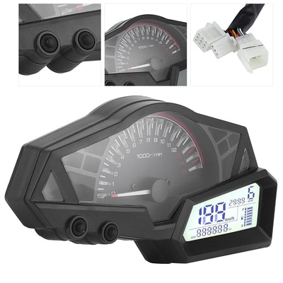 Powersports Tachometer LCD-Motorrad-Kilometerzähler Geschwindigkeits-Kraftstoffanzeige 15000 U/min f