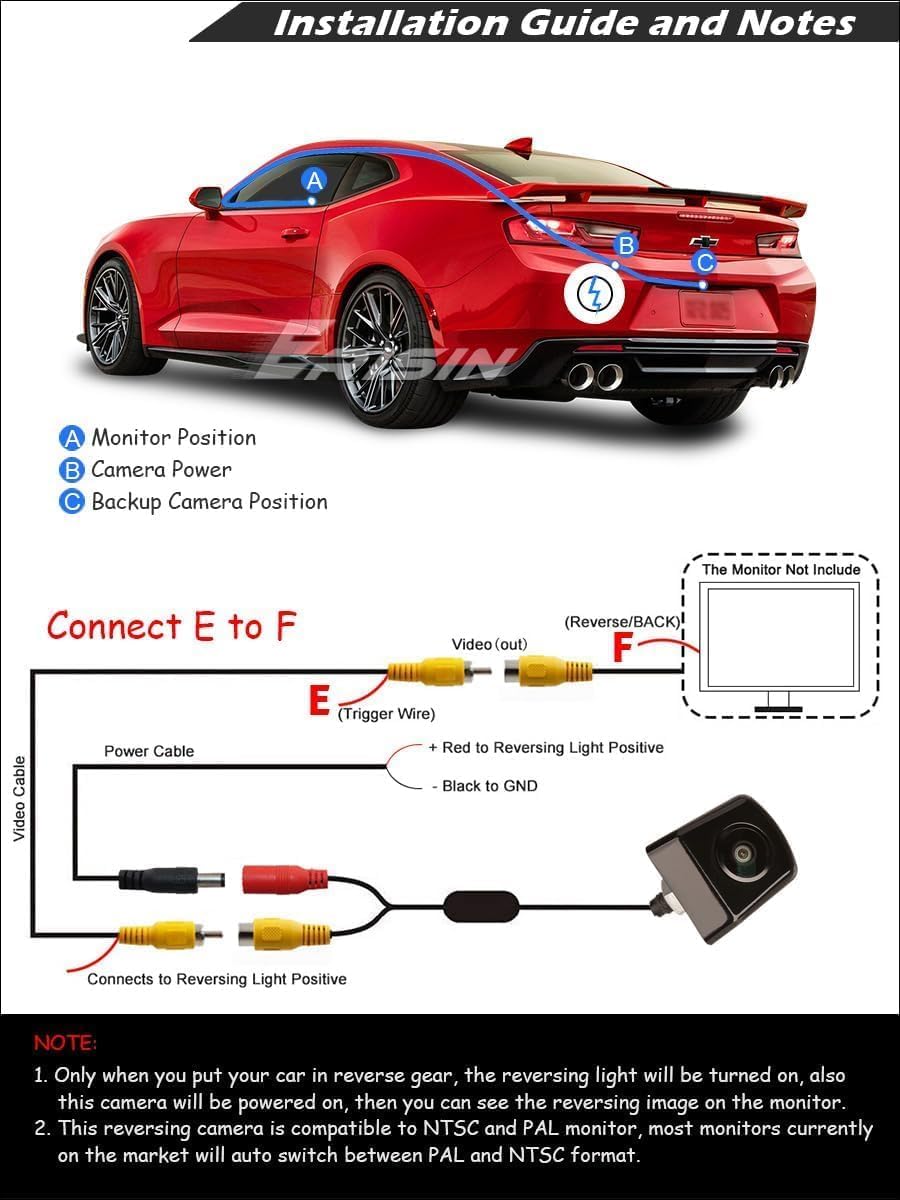 Erisin ES586 AHD 1080P Rückfahrkamera mit 150° Weitwinkel, 3D Nachtsicht, IP68 wasserdicht, kompatib