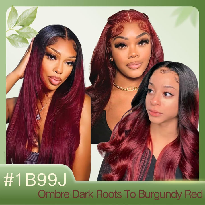 Brazilian Ombre 1B99J Straight 4X4 Lace Closure 100% Unprocessed Human Virgin Hair Red Wine Pre-Pluc