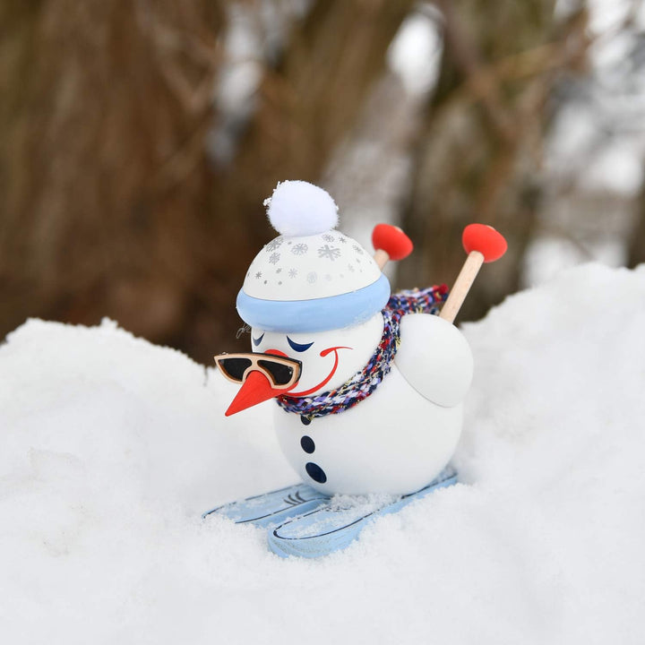 Seiffener Volkskunst | Deko Räuchermännchen | Cool-Man Räuchermann 11 cm | Schneemann | Original Erz