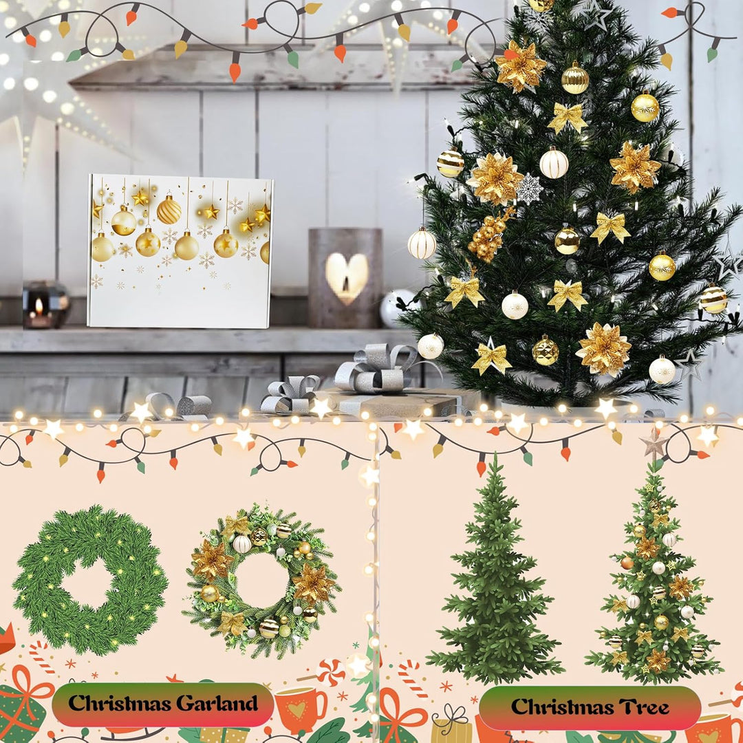 Weihnachtsbaum Deko,Christbaumschmuck Weihnachtskugeln,88 Stück Gold Weihnachtsbaumschmuck mit Weihn
