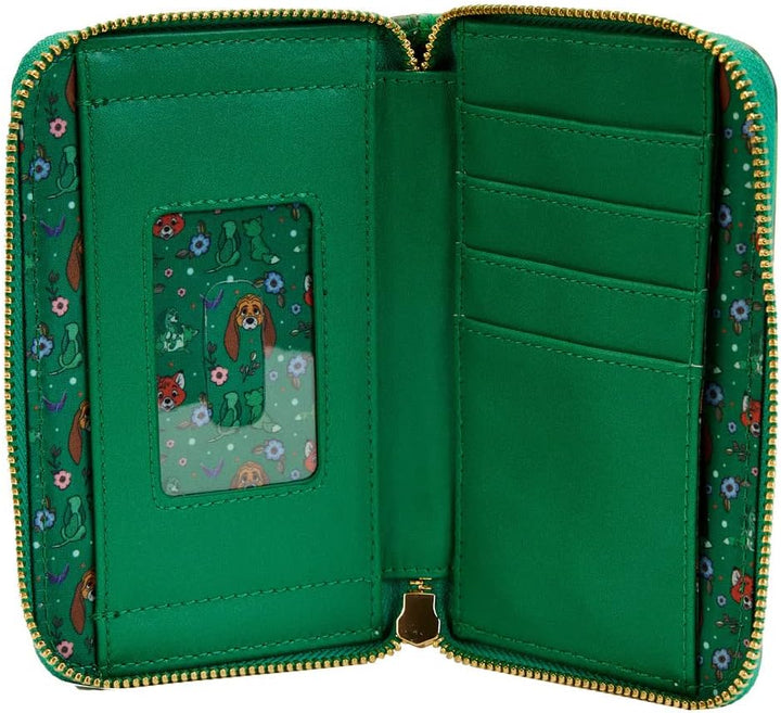 Loungefly Disney The Fox and the Hound Geldbörse mit Reissverschluss, Mehrfarbig/Meereswellen (Ocean