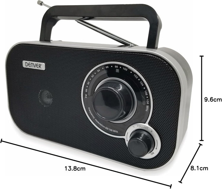 Denver TR-51 UKW-Radio mit analogem Tuning, Schwarz