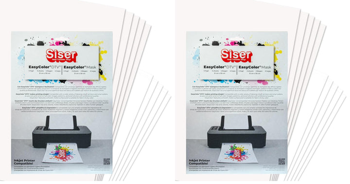Siser® Easy Color DTV Pack 5+5 Thermotransferfolie, bedruckbar mit Tintenstrahldrucker, 5 Blatt A4 E