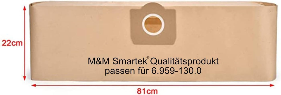 Papier-Filter-Tüten wie 6.959-130.0 passend für KÄRCHER WD2, WD3, MV2, MV3, A2054, A2201, etc. aus d