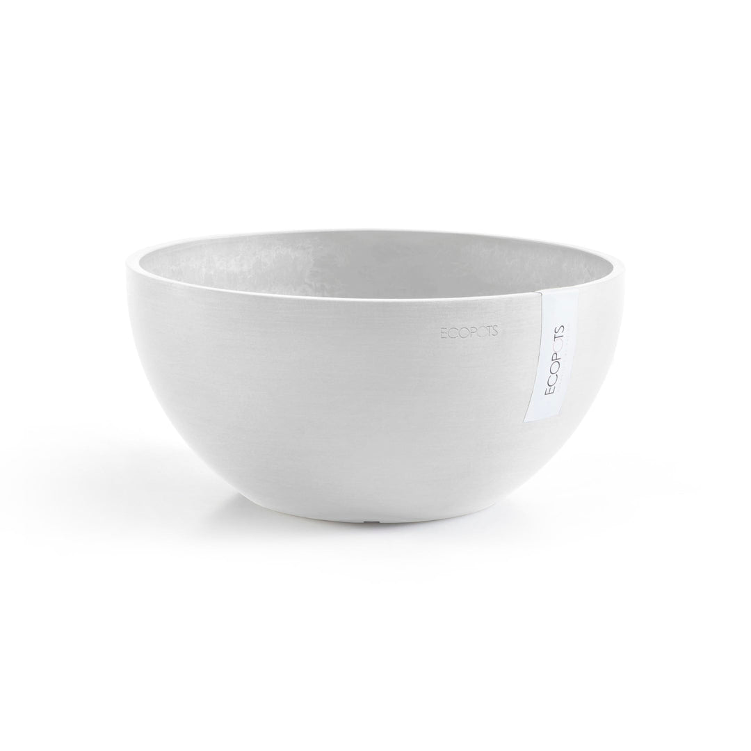 ECOPOTS Pflanzschale Blumentopf Brüssel Weiss - Durchmesser Ø 35 cm rund gross - Pflanzentopf aus Re
