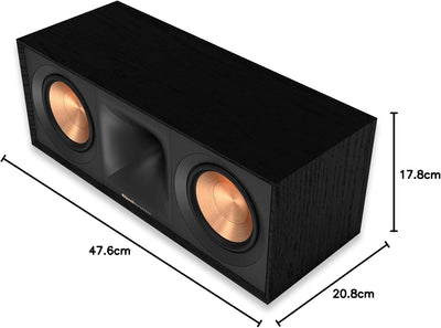 Klipsch R-50C Black (Einheit) - Zentrallautsprecher Schwarz für Heimkino - 100 W/400 W - 8 Ohm