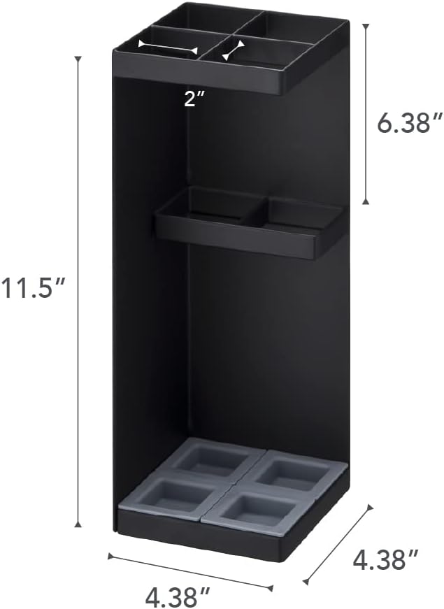 YAMAZAKI 'Smart' 6719 Schirmständer, Stahl, Polypropylene, Schwarz, kompakter Eckschirmständer, L 11