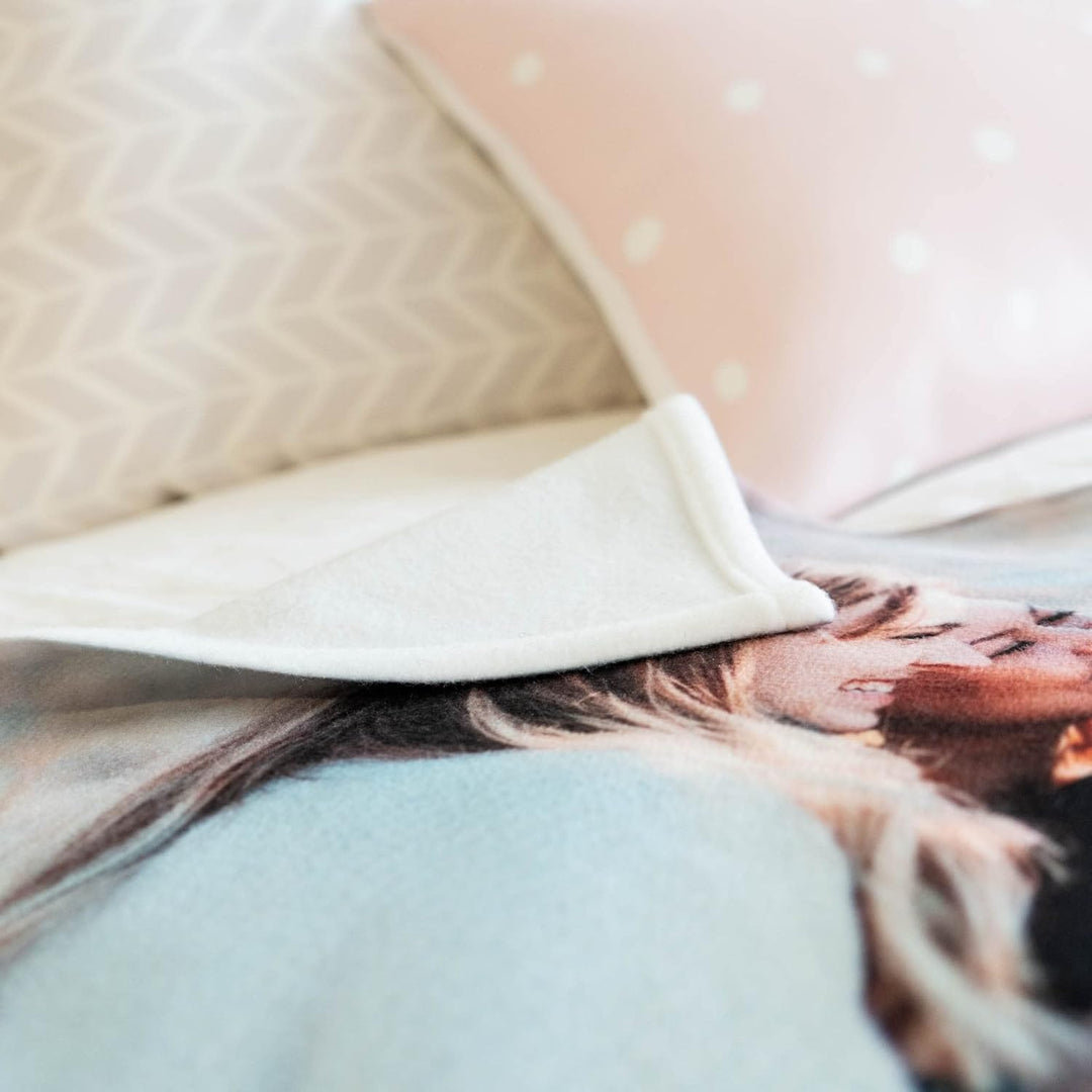 Wanapix | Personalisierte Fleecedecke mit Foto und Text | Anti-Pilling | 290 g/m² | Original Sofa-/B