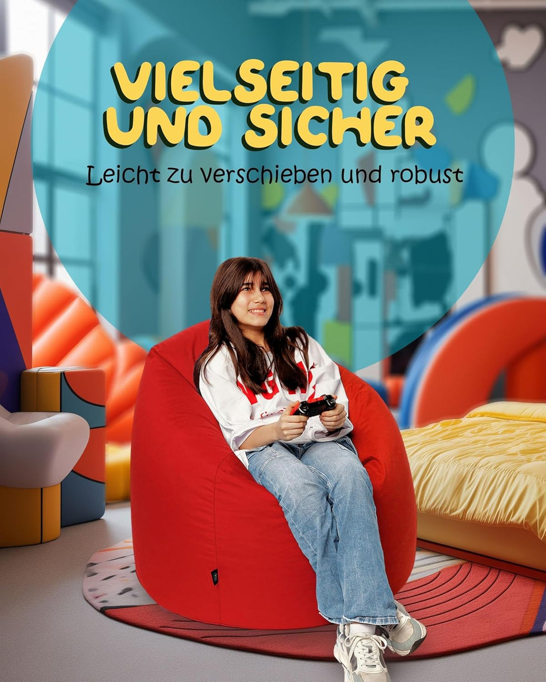 PATCH HOME Patchhome Sitzsack Tropfenform mit Reissverschluss Nachfüllbar - für In &amp; Outdoor - mit S