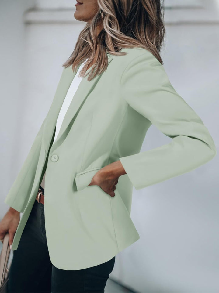 Cicy Bell Damen Langarm Casual Blazer Arbeit Büro Knopf Open Front Jacke Anzug XS Light Green, XS Li