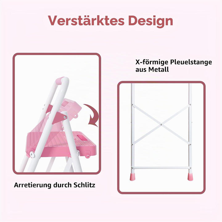 BONTEC Trittleiter 3 Stufen Klappbar, 272kg/600lbs Kapazität mit Breiten Anti-Rutsch-Pedalen, Faltba