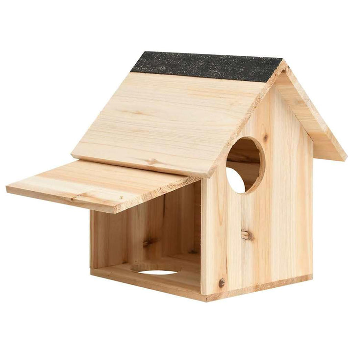 Eichhörnchenhaus aus massivem Tannenholz 26x25x29 cm mit Dach, DREI Einstiegslöchern, wetterfest, ge