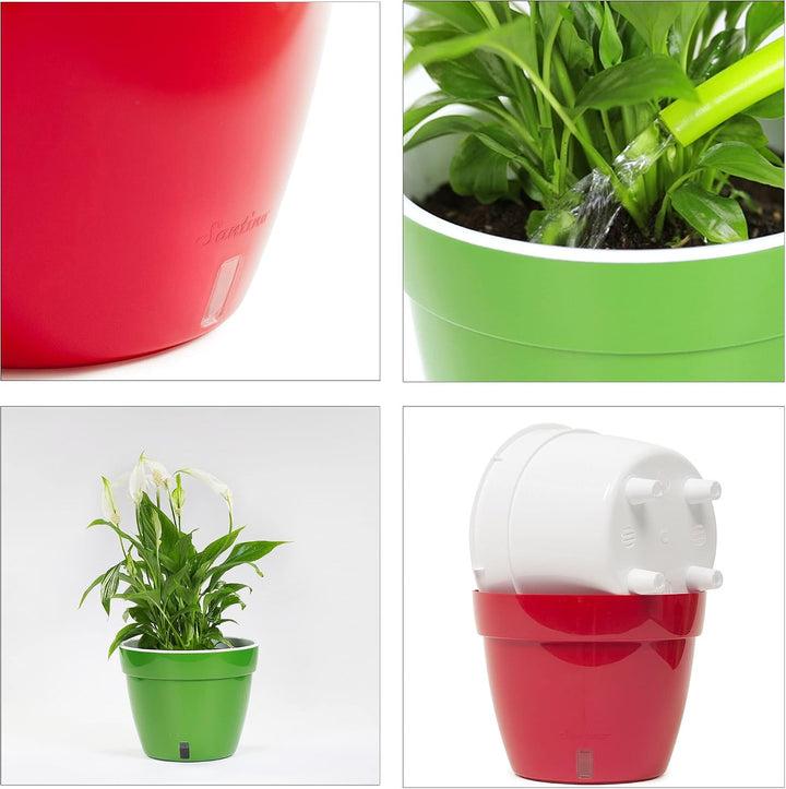 Santino ASTI 27CM Selbstwässernder Blumentopf mit Wasserstandsanzeiger - Rund Premium Qualität Innen